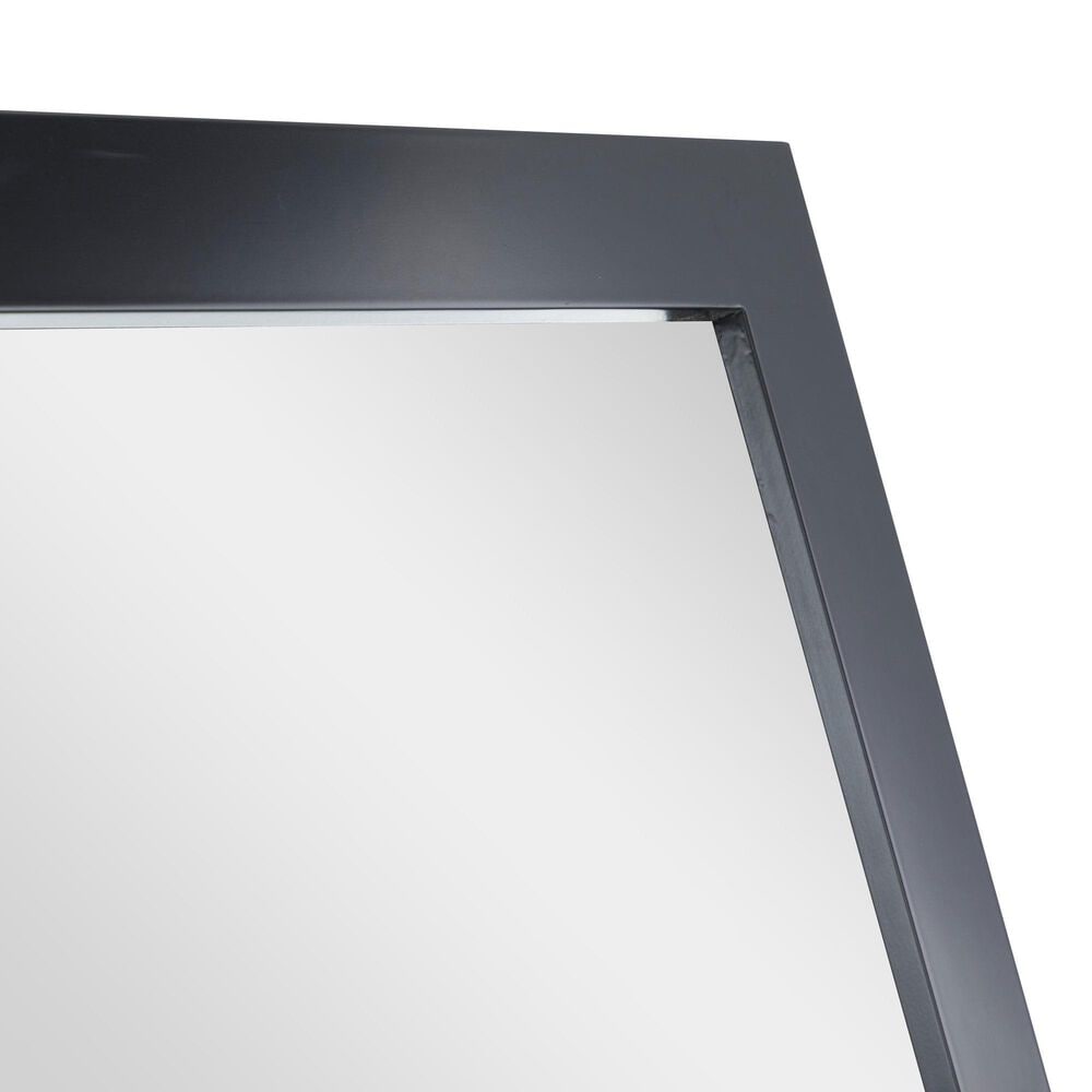 Maple and Jade 65" Wood Rectangular Minimalistic Wall Mirror in Matte Black, , large