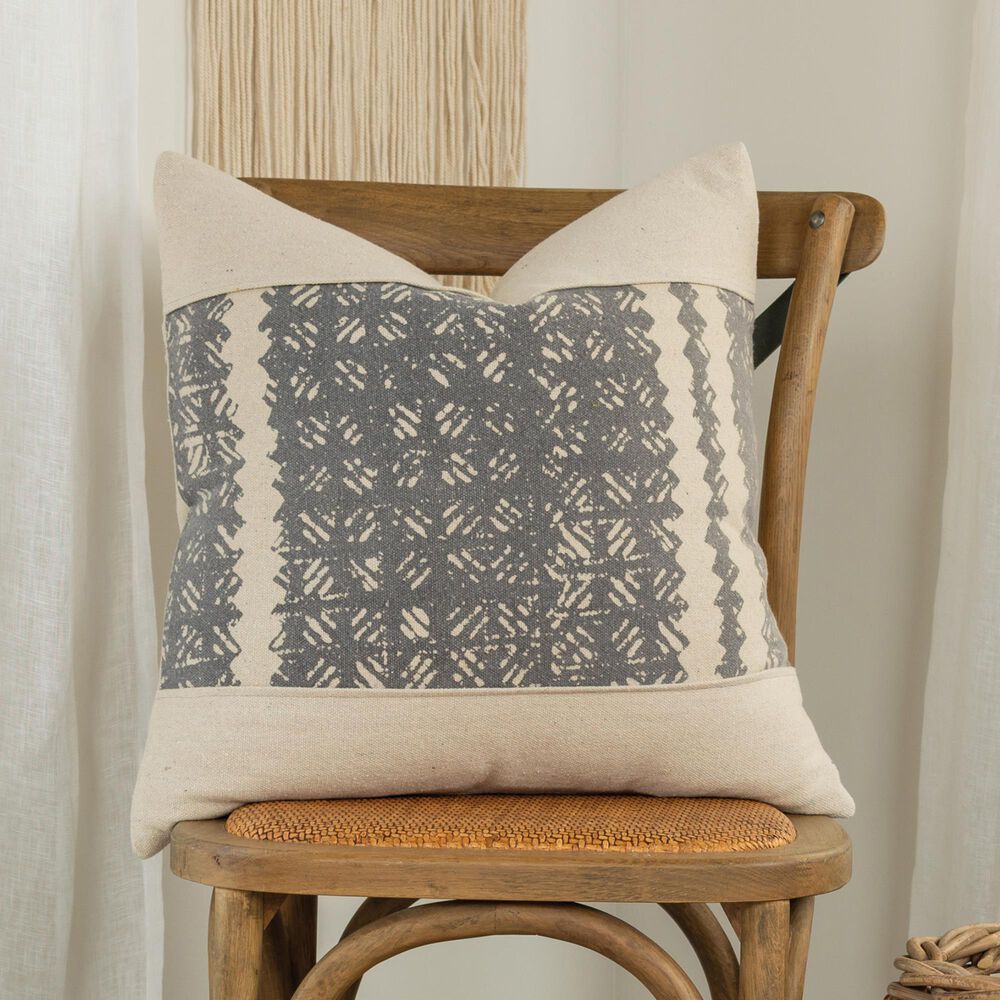 Rizzy Home Donny Osmond 20&quot; Down Filled Pillow in Charcoal and Cream, , large