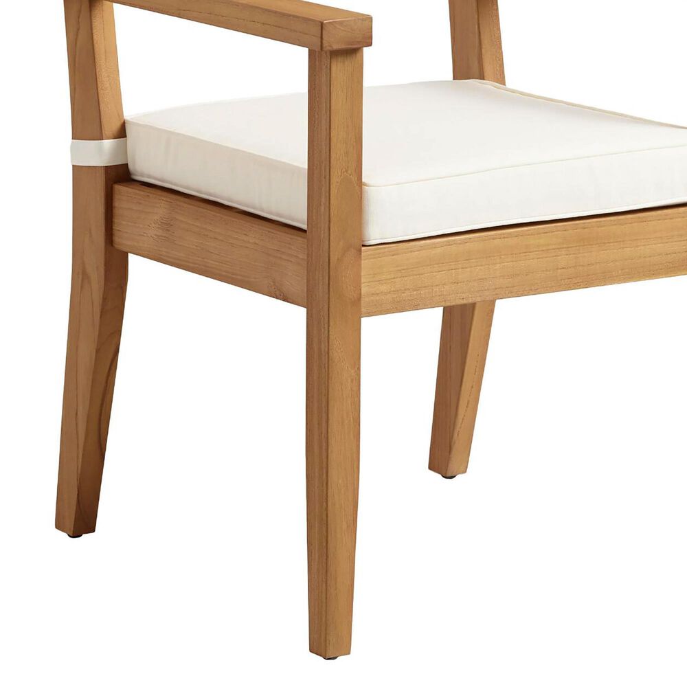 Linon Home Decor Carenen Patio Arm Chair with Antique White Cushion in Natural, , large