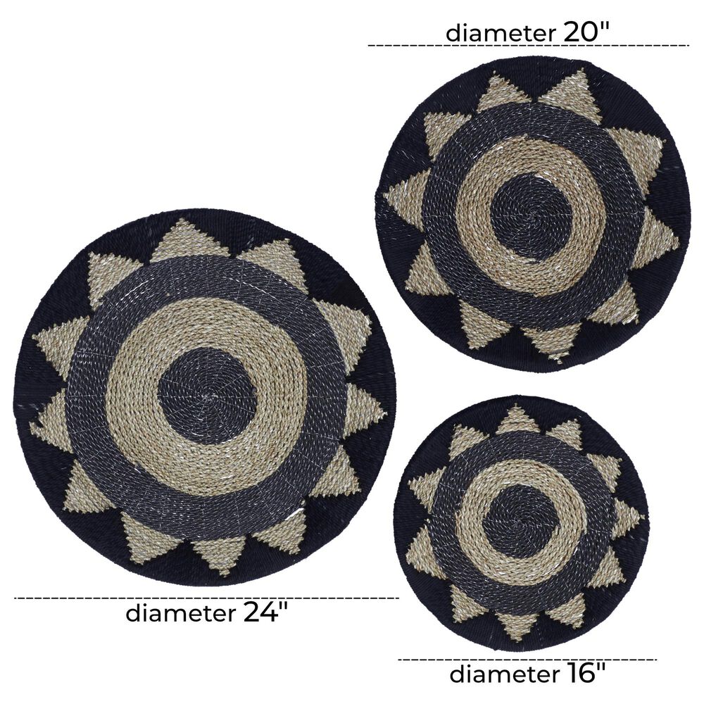 Maple and Jade 24&quot; x 24&quot; Bohemian Abstract Wall Decor in Black &#40;Set of 3&#41;, , large