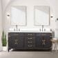Lexora Home Laurel 72" Double Bathroom Vanity in Black Oak with White Cultured Marble Top and Rectangular Sinks, , large