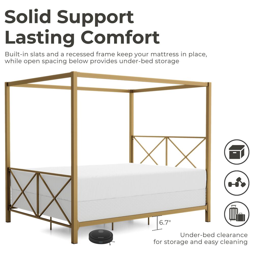 Furniture of America Rosadale Full X-Cross Canopy Bed in Gold, , large