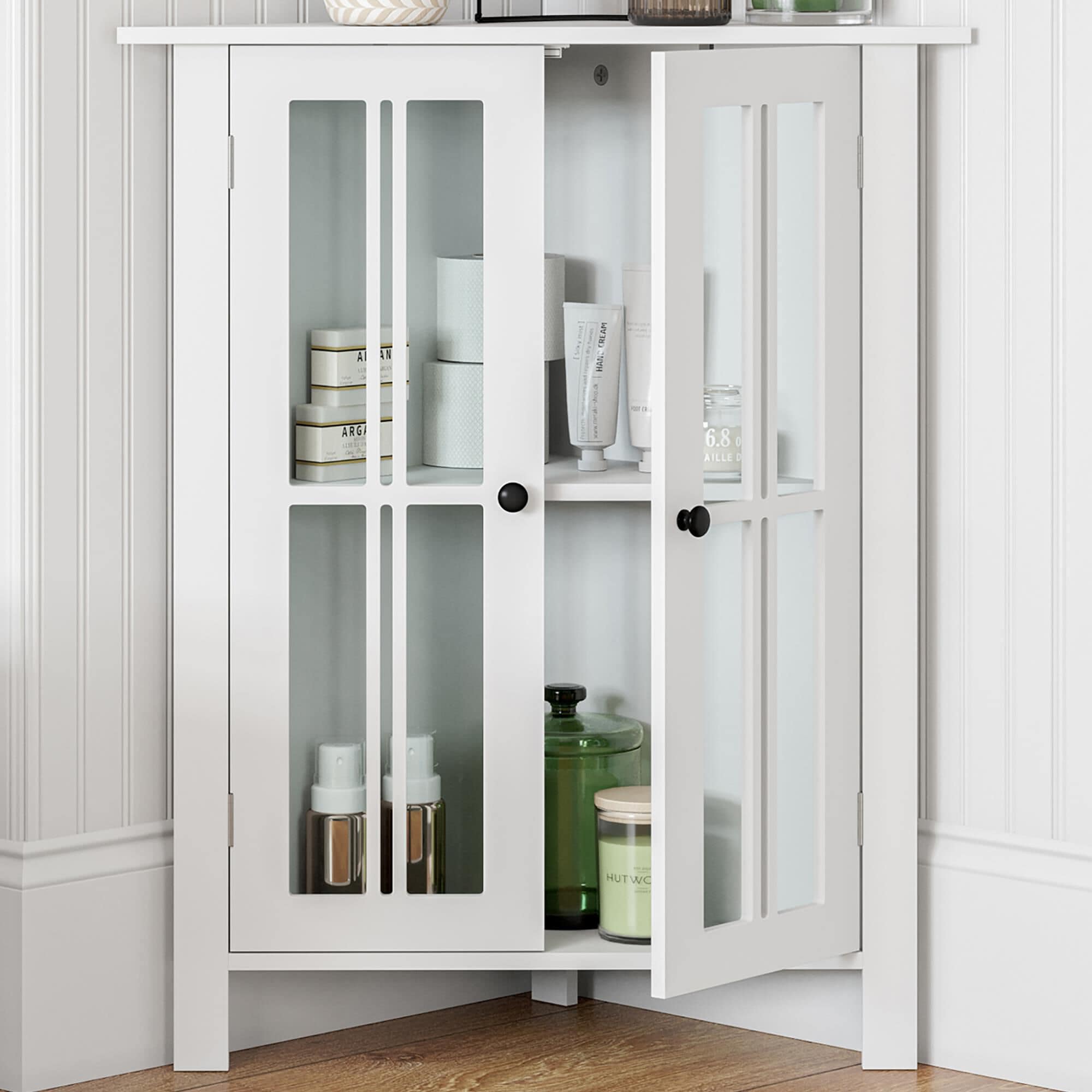 RiverRidge Home Danbury 2 Door Corner Bathroom Cabinet in White NFM
