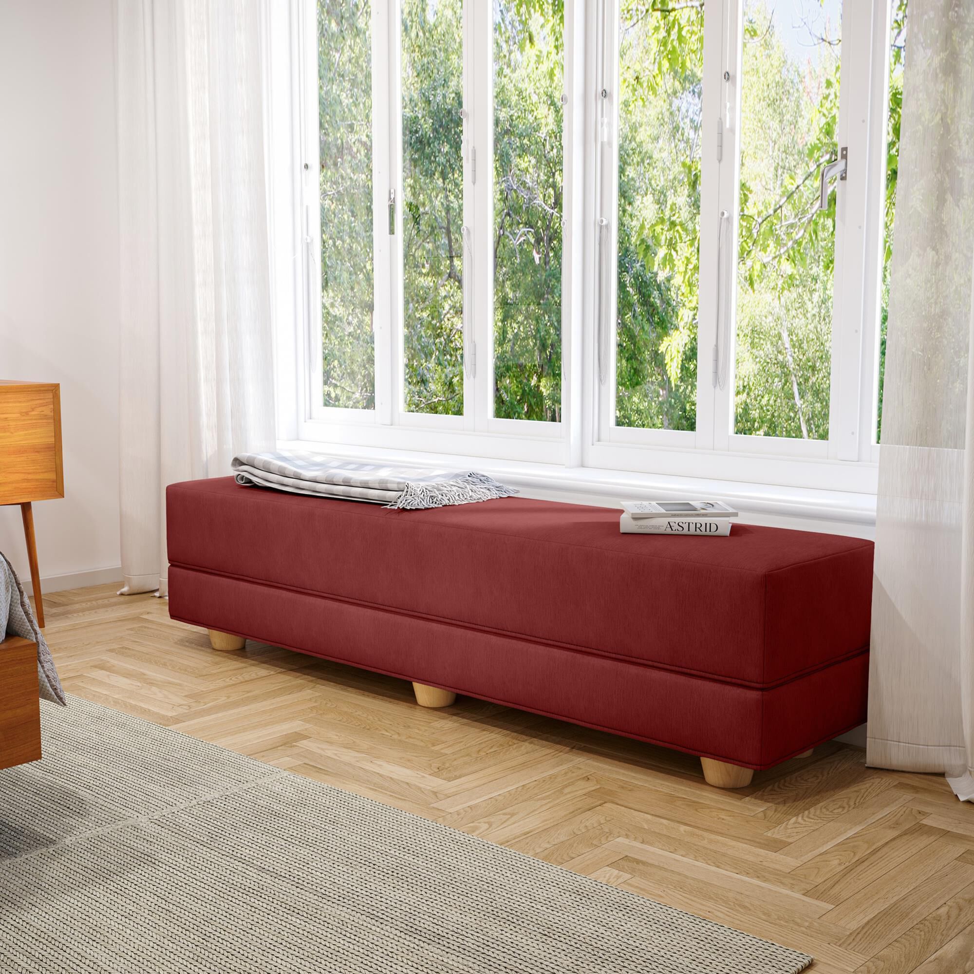 Jaxx Camden Twin Fold-Out Bench in Berry