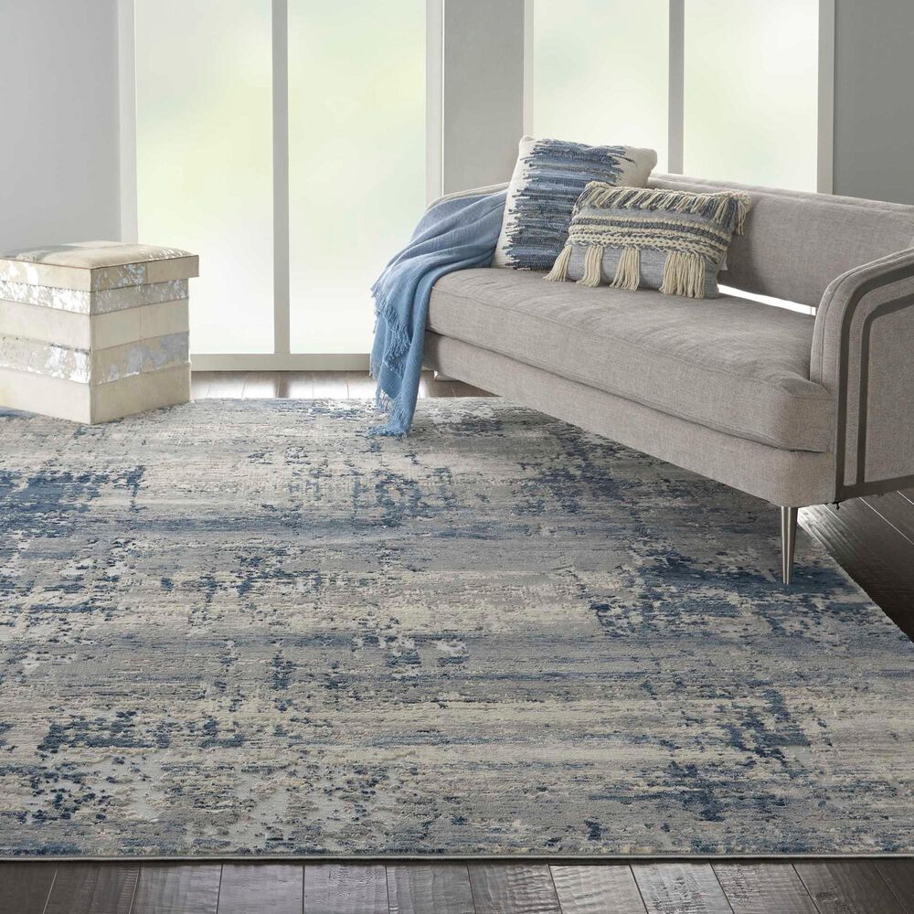 Nourison Rustic Textures Ivory, Deep Blue and Grey 9&#39;3&quot; x 12&#39;9&quot; Area Rug, , large