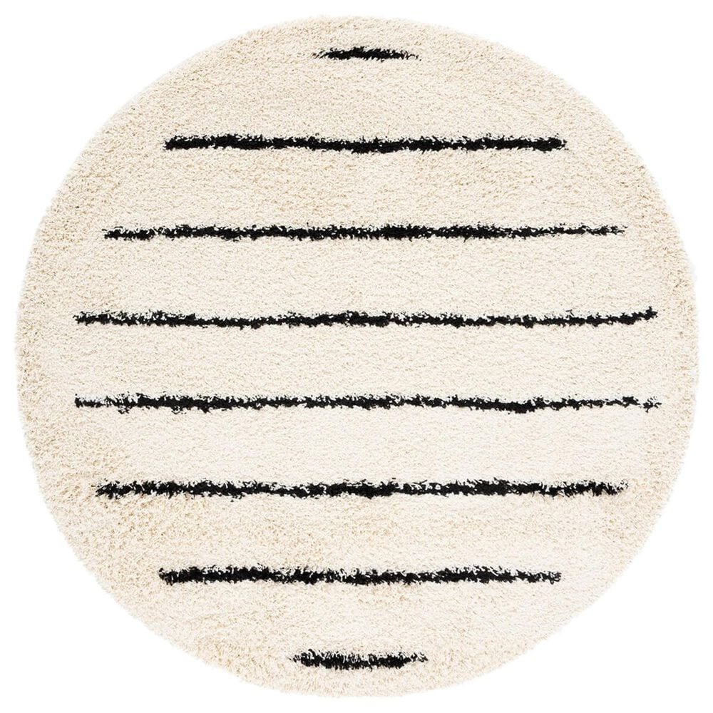 Safavieh Venus Shag VNS604A 6"7" Round Ivory and Black Area Rug, , large
