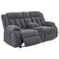 Ashley Observation Power Reclining Loveseat with Console in Steel Velvet, , large