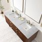 James Martin Vanities Amberly 72" Double Bathroom Vanity in Walnut with 3 cm Carrara White Marble Top and Rectangular Sinks, , large