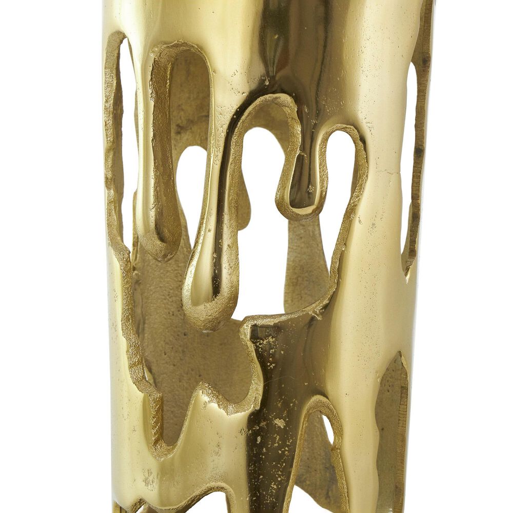 Maple and Jade 8.5&quot; Abstract Drip Decorative Vase with Melting Designed Body in Satin Gold, , large