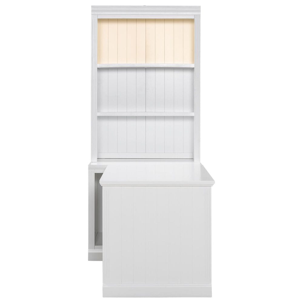 Hearth and Haven Writing Desk with Open Bookshelf and LED Lighting in White, , large