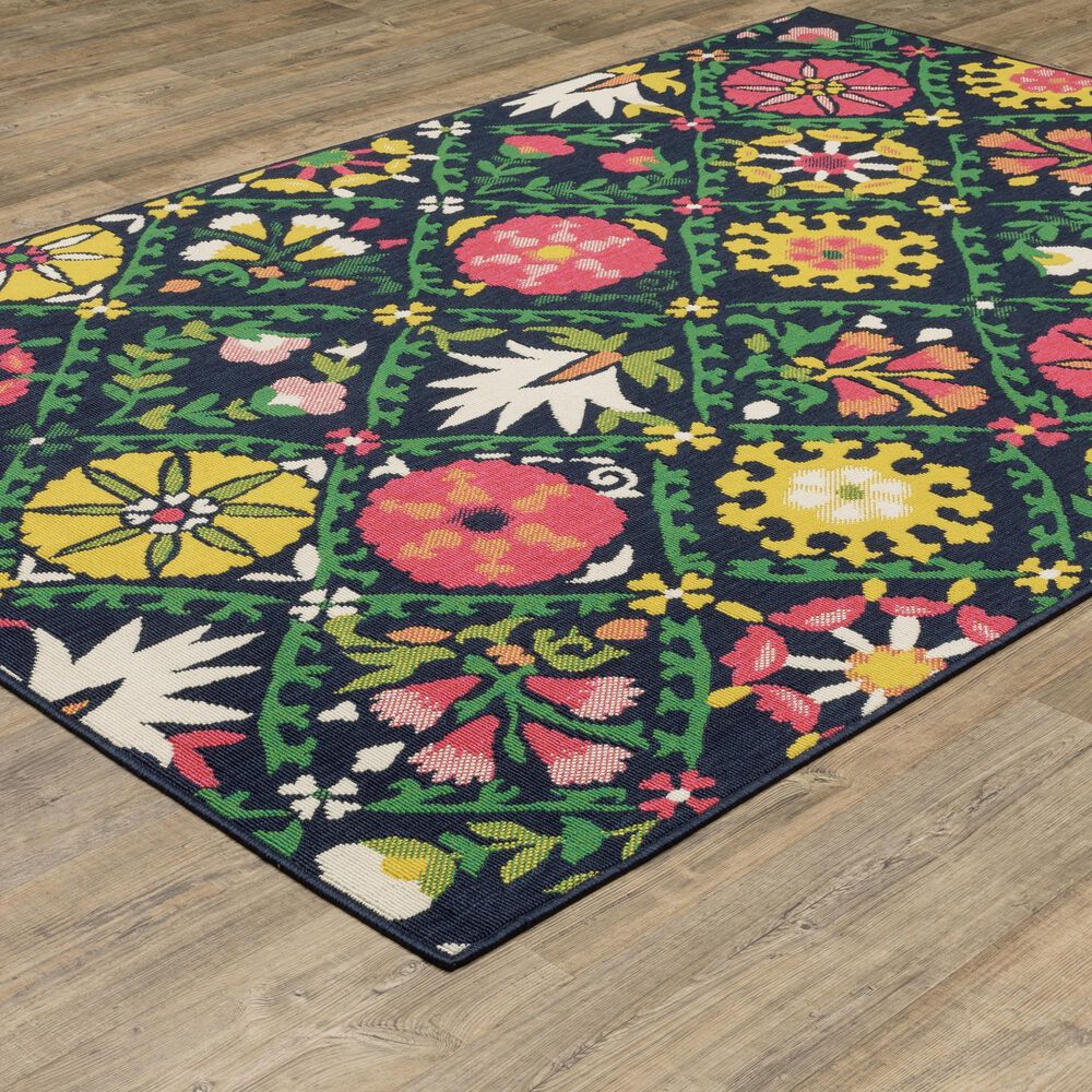 Oriental Weavers Havana HAV09 Navy and Multicolor 7'10" x 10' Indoor/Outdoor Area Rug, , large