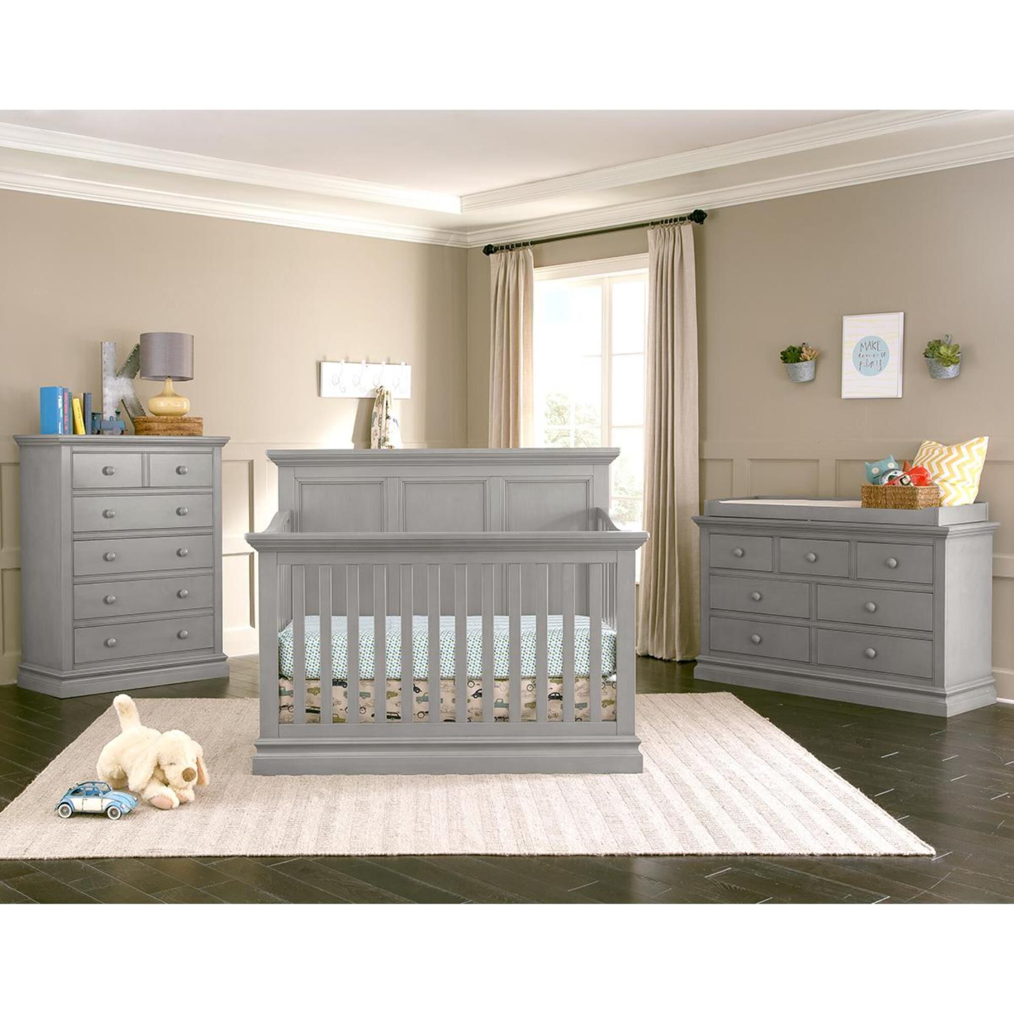 Little Dreamer Pine Ridge 4 In 1 Convertible Crib in Gray NFM