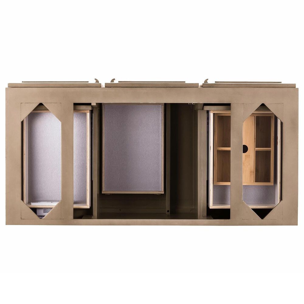 James Martin Vanities Portland 48&quot; Single Bathroom Vanity in Whitewashed Walnut with 3 cm Victorian Silver Quartz Top and Rectangular Sink, , large