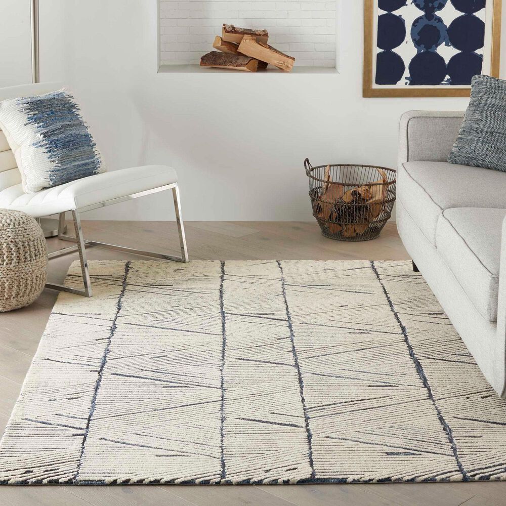 Nourison Colorado 3&#39;9&quot; x 5&#39;9&quot; White and Blue Area Rug, , large