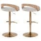 LumiSource Grotto Adjustable Swivel Barstool with Oat Fabric Upholstery in Gold and Whitewashed (Set of 2), , large