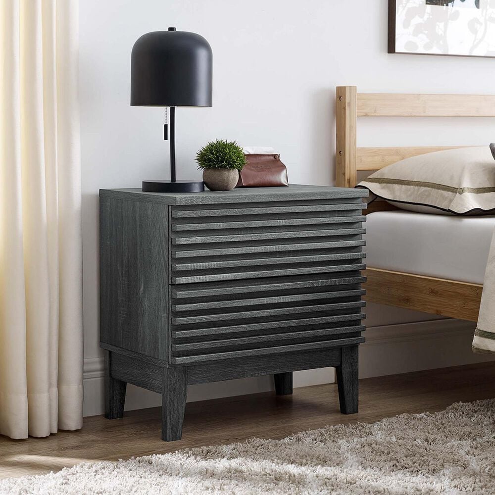 Modway Render 2 Drawer Nightstand in Charcoal, , large