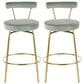 Lumisource Rhonda Swivel Counter Stool with Sage Green Velvet Cushion in Gold (Set of 2), , large