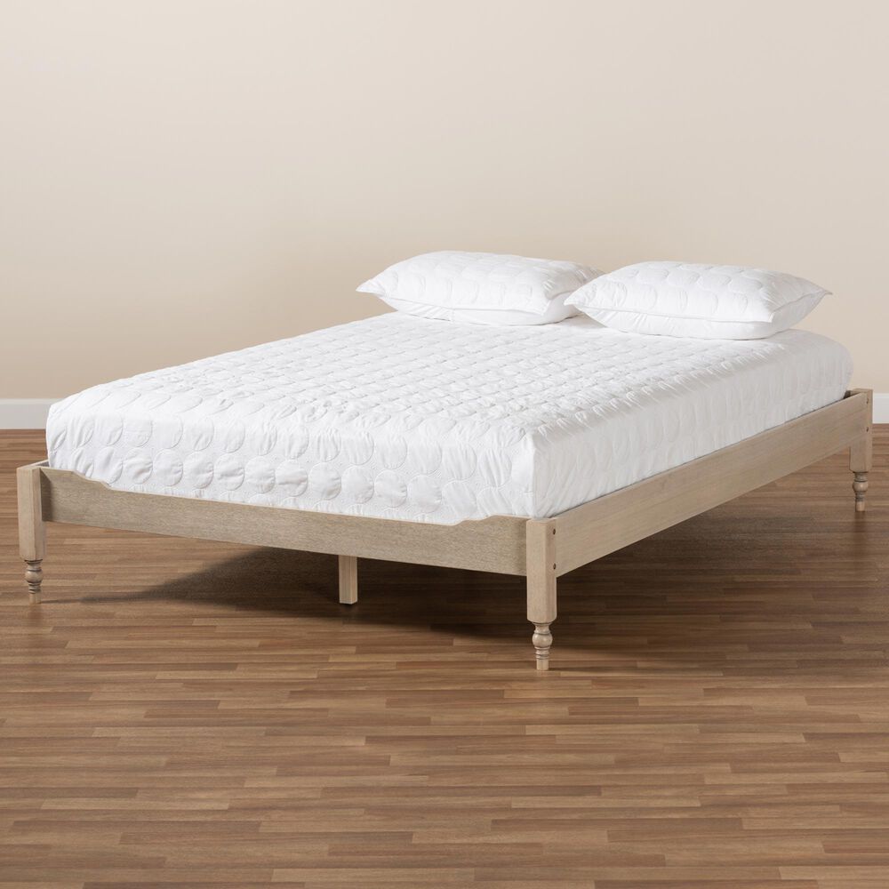 Baxton Studio Laure Queen Platform Bed Frame in Antique White, , large