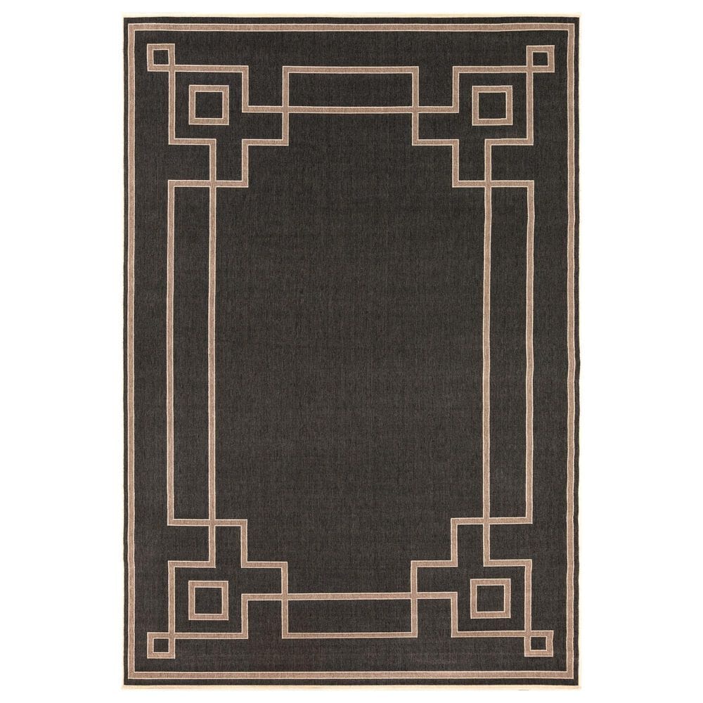 Surya Alfresco 7"3" x 10"6" Black, Brown and Beige Indoor/Outdoor Area Rug, , large