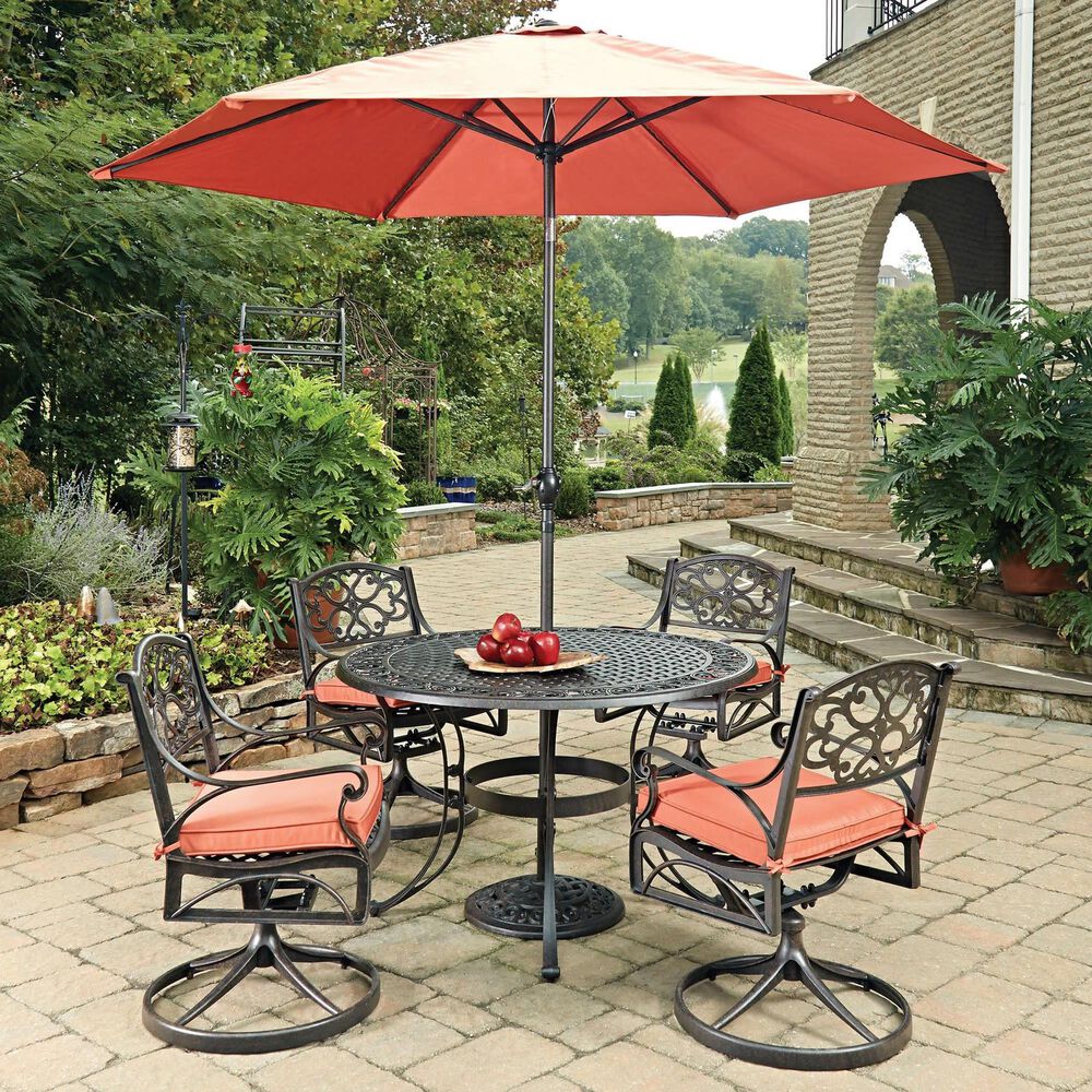 Homestyles Sanibel 7-Piece Patio Dining Set with Umbrella in Brown, , large