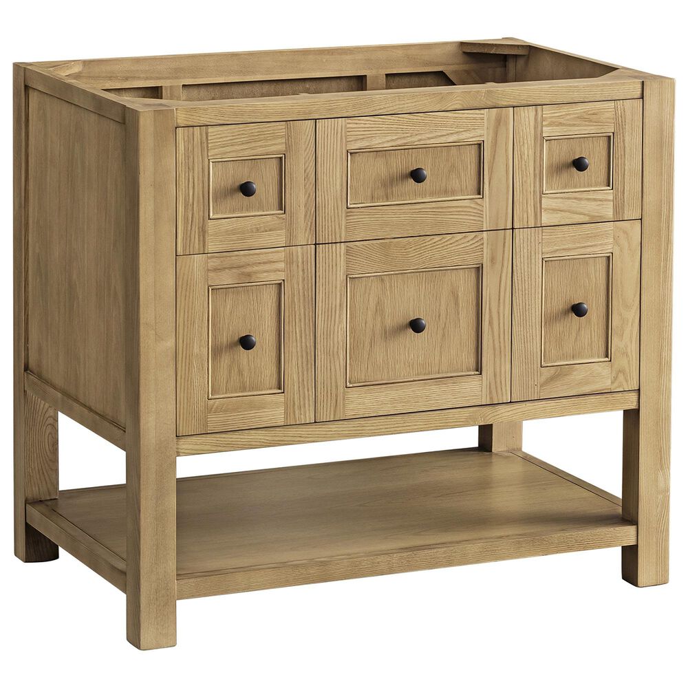 James Martin Vanities Breckenridge 36&quot; Single Bathroom Vanity in Light Natural Oak with Single Hole 3 cm White Zeus Quartz Top and Rectangular Sink, , large