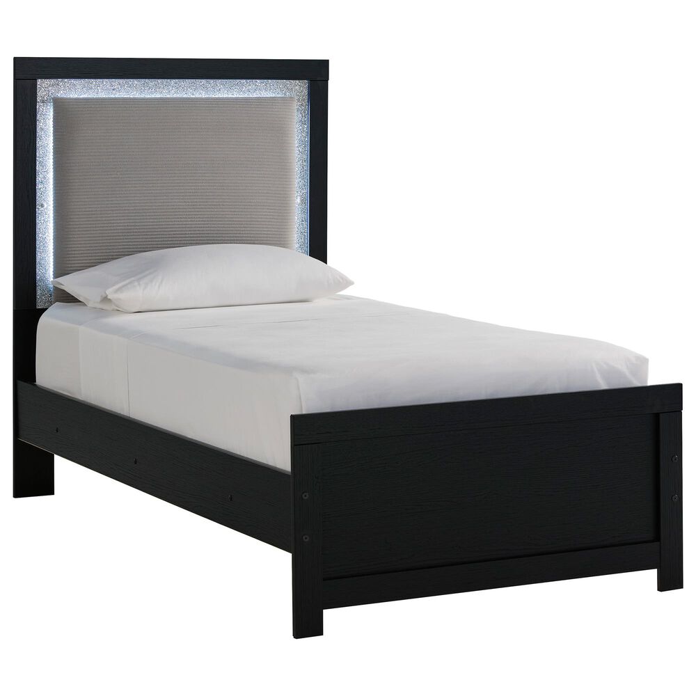 Ashley Maeling Twin Upholstered Panel Bed in Black and Gray, , large