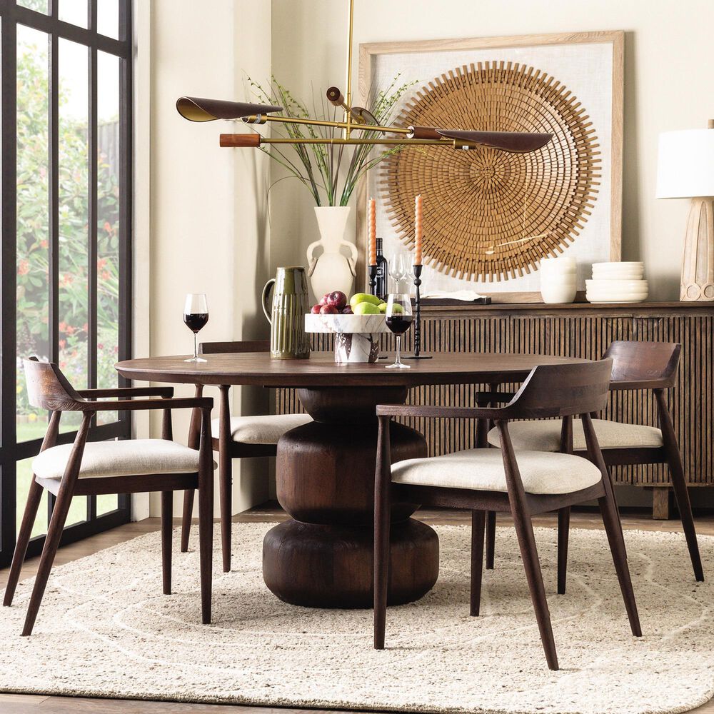 Home Trends &amp; Design Cambridge Pedestal Dining Table in Matte Brown, , large