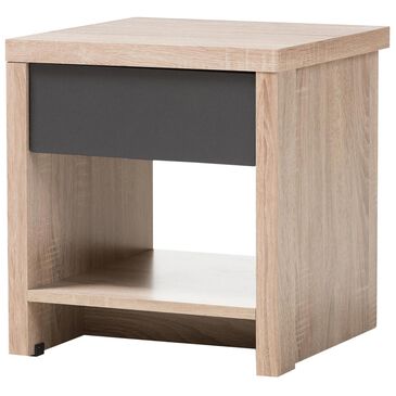 Baxton Studio Jamie 1 Drawer 1 Shelf Nightstand in Light Brown/Gray, , large