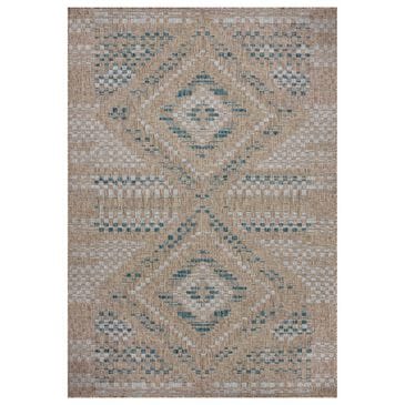 Amber Lewis x Loloi Topanga 2"3" x 3"9" Natural and Aqua Indoor/Outdoor Area Rug, , large
