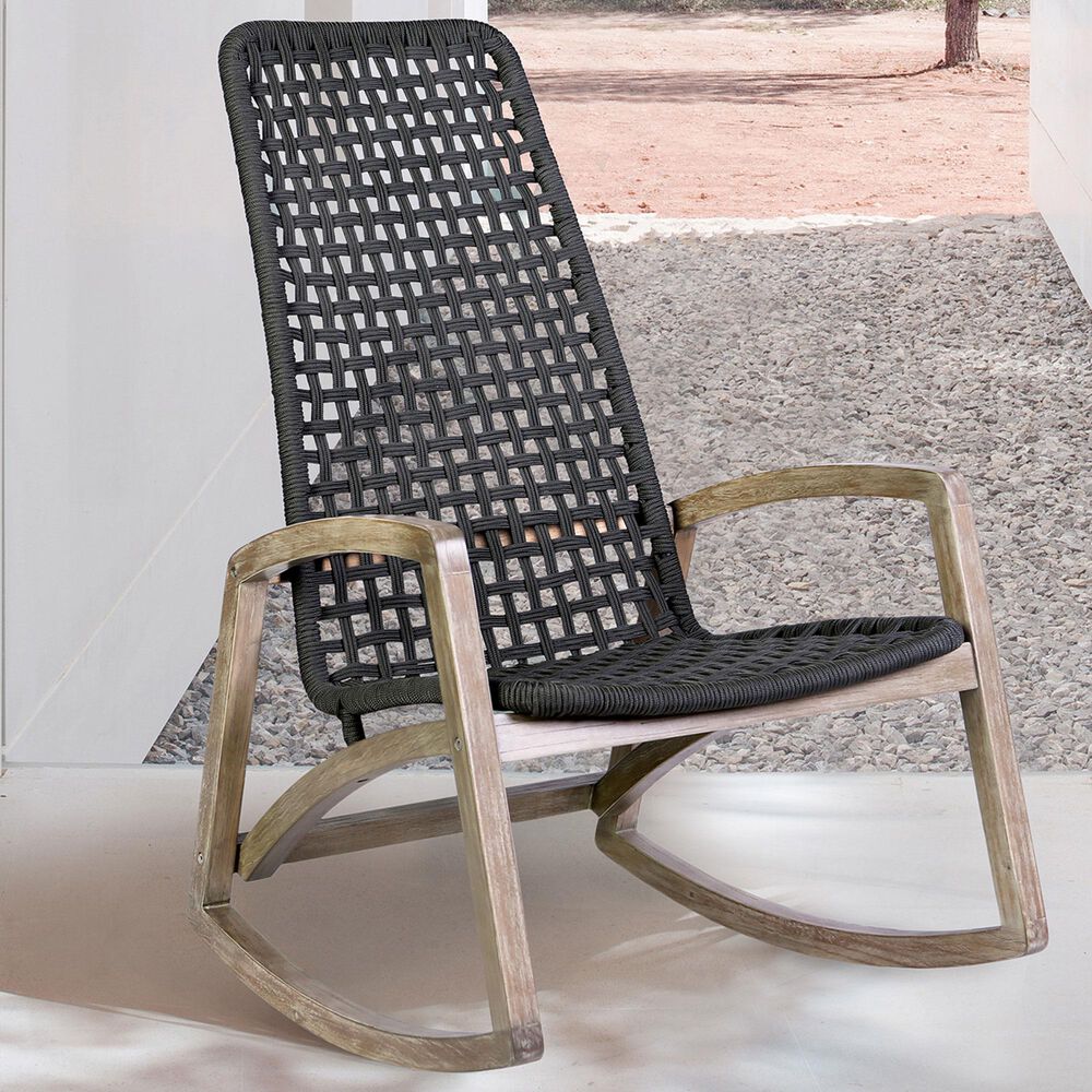 Blue River Sequoia Patio Rocking Chair in Charcoal and Light Eucalyptus, , large