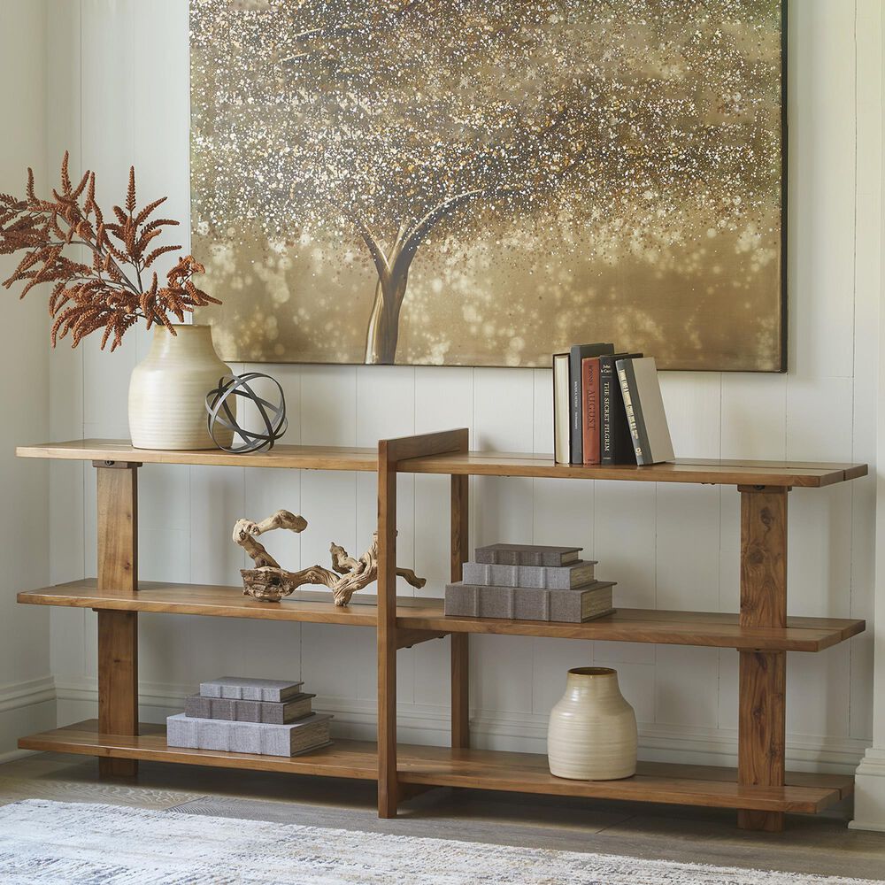 Ashley Fayemour Console Sofa Table in Warm Honey Brown, , large