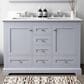 Lexora Home Dukes 48" Double Bathroom Vanity in Dark Grey with 2 cm White Quartz Top and Rectangular Sinks, , large