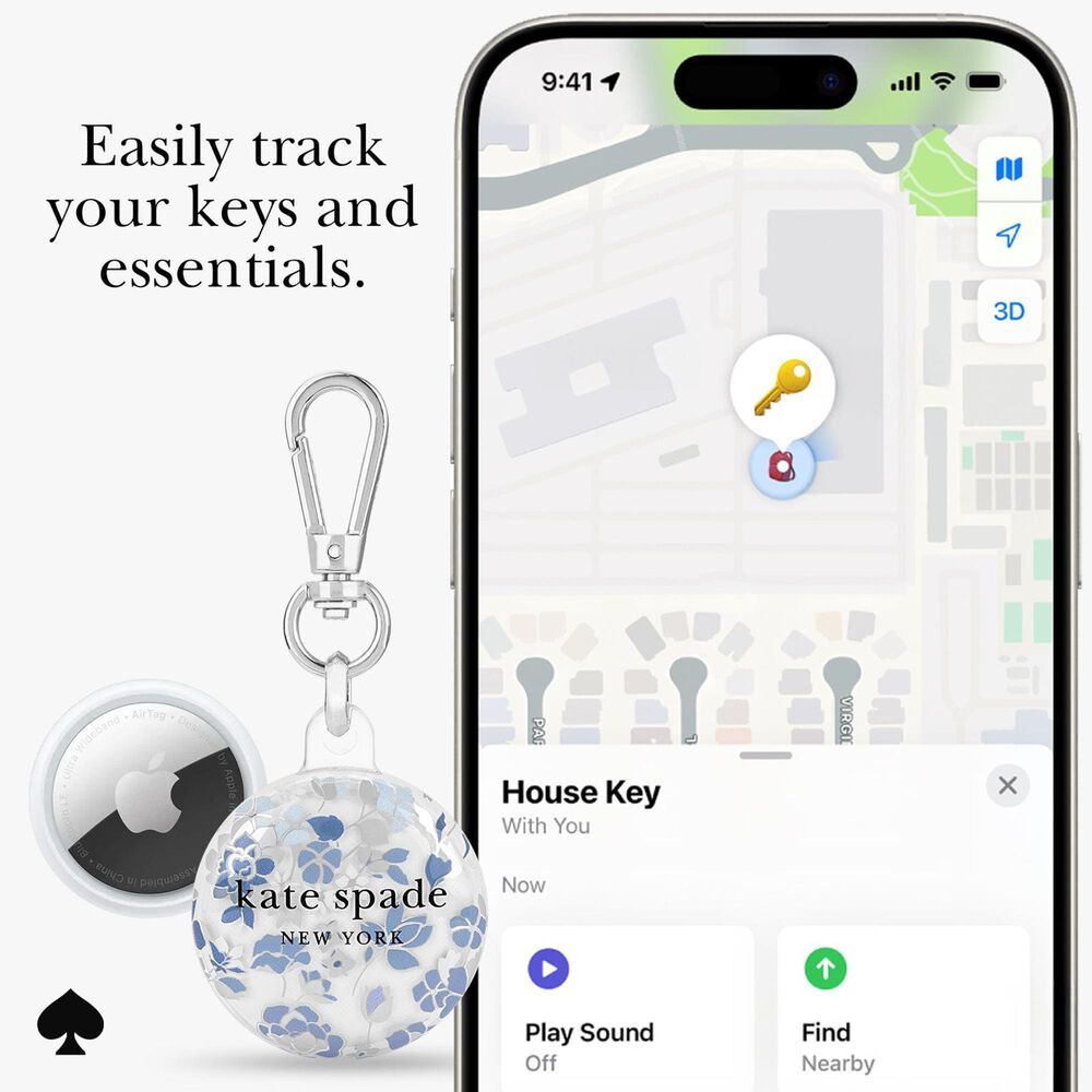 Kate Spade Keychain Holder for Apple AirTag in Flowerbed Blue, , large