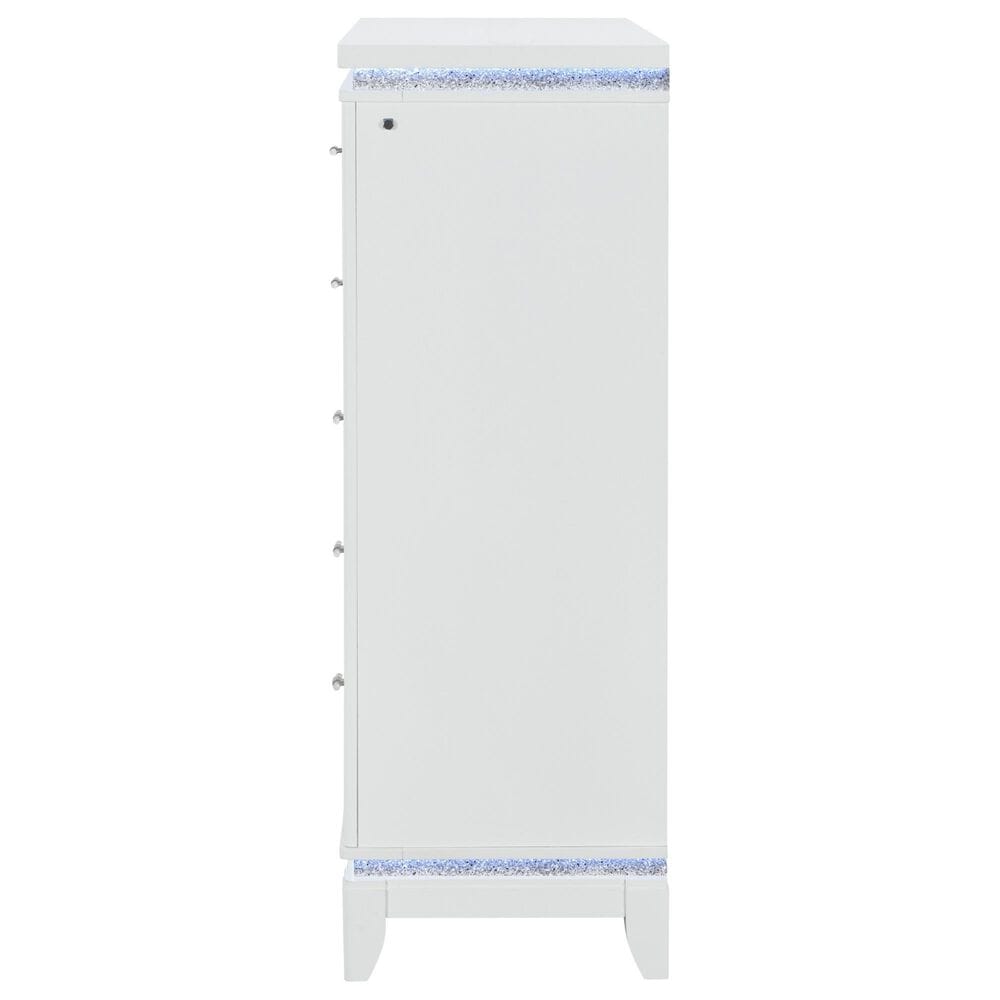 Global Furniture USA Alina 5-Drawer Chest with LED in White, , large