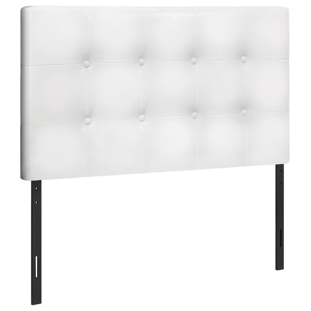 Monarch Specialties Twin Button Tufted Headboard in White, , large