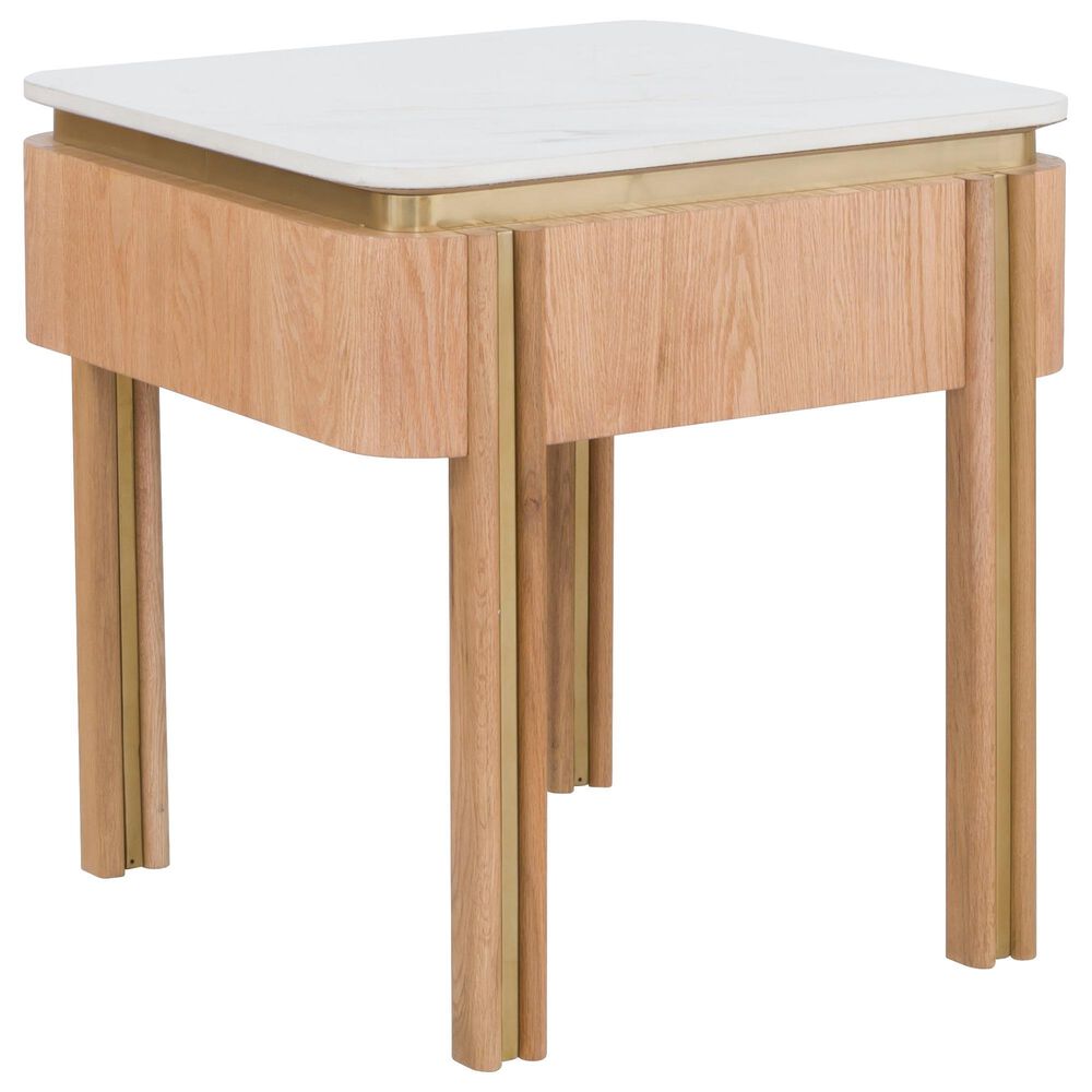 Fairfield Chair Portobello Square End Table in White, Light Brown and Brushed Brass, , large