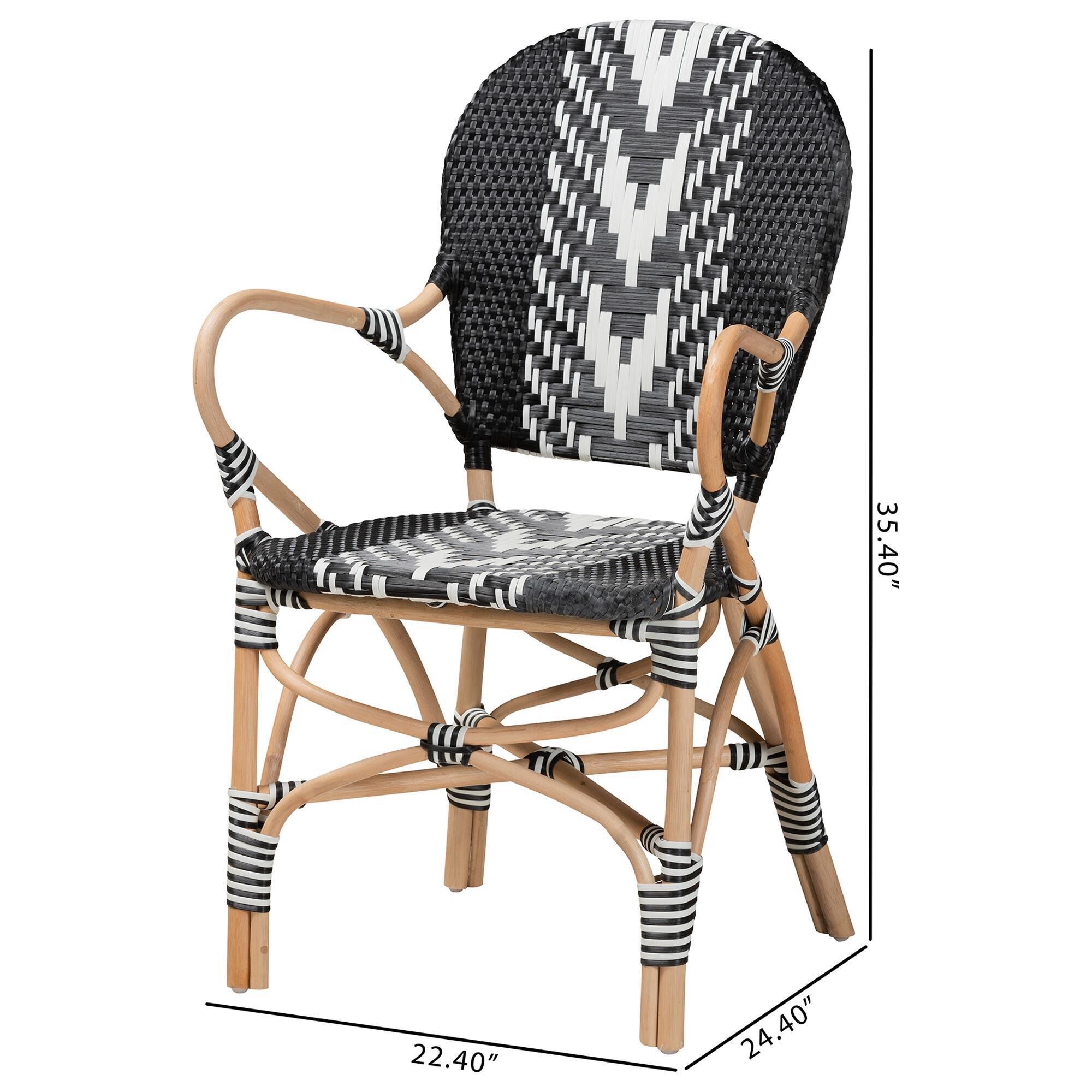 Baxton Studio Wallis Arm Chair in Black, White and Natural