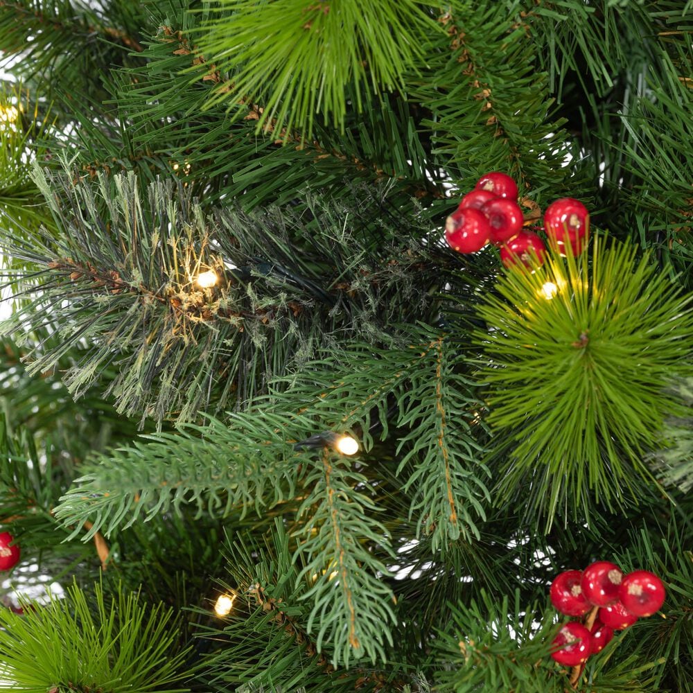 The Gerson Company 6&#39; Potted Pre-Lit Hard Needle Douglas Pine with White LED in Green, , large