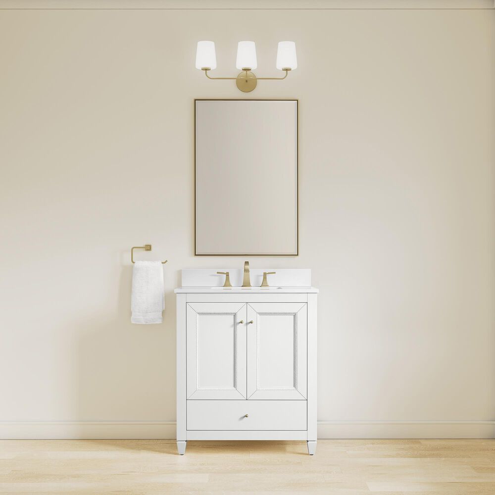 37B Claudine 30" Single Bathroom Vanity in Bright White with Glossy White Composite Stone Top and Backsplash, , large