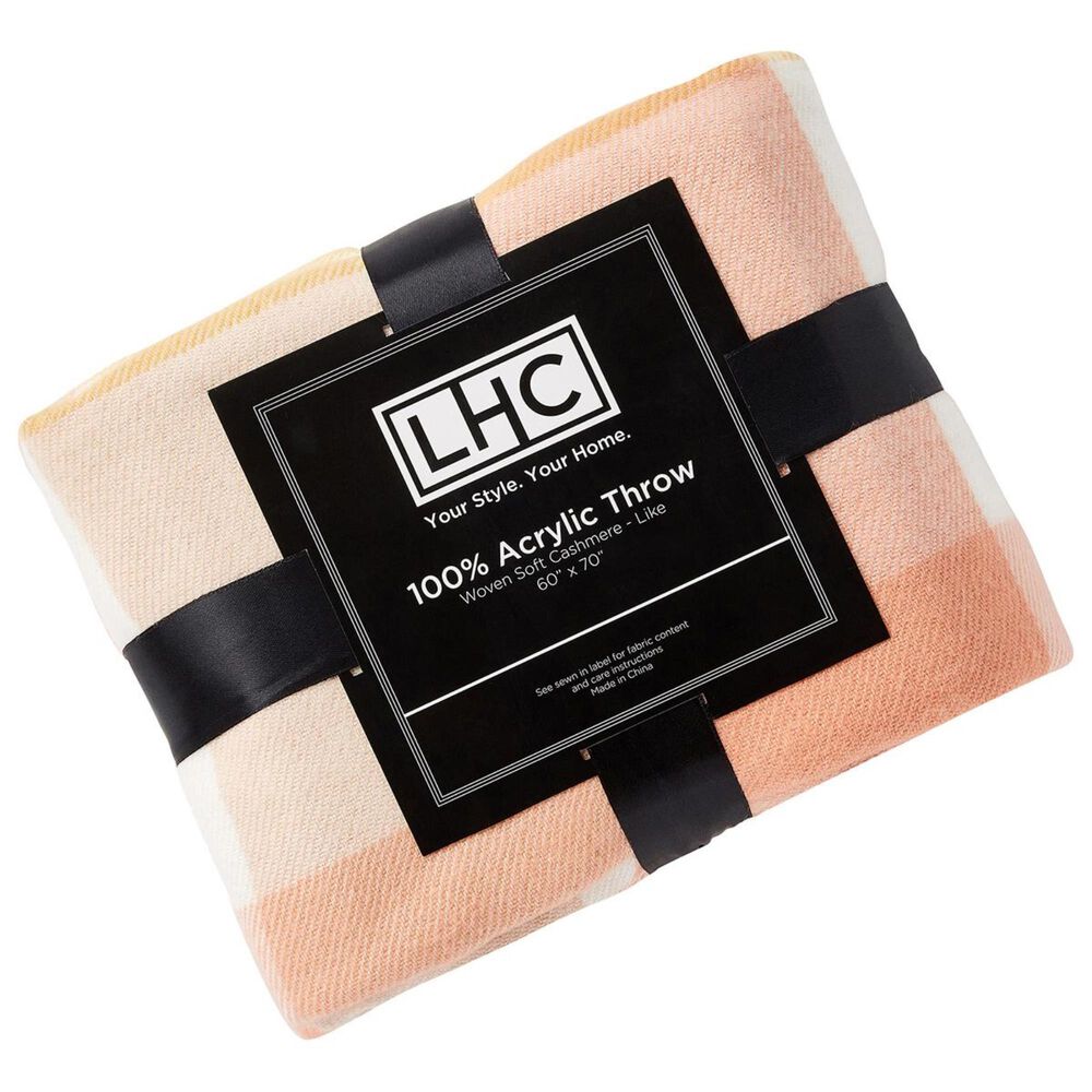 Timberlake Lavish Home Woven Faux Cashmere Feel Throw in Desert Blush Plaid, , large