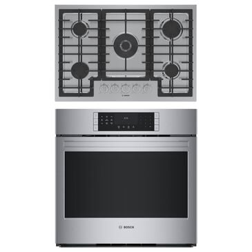 Bosch 800 Series 2-Piece Kitchen Package with 30" Single Wall Oven 30" Gas Cooktop and in Stainless Steel, , large