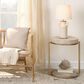 Splendor Living Jamestown Faux Shagreen Round Side Table in Ivory and Champagne, , large