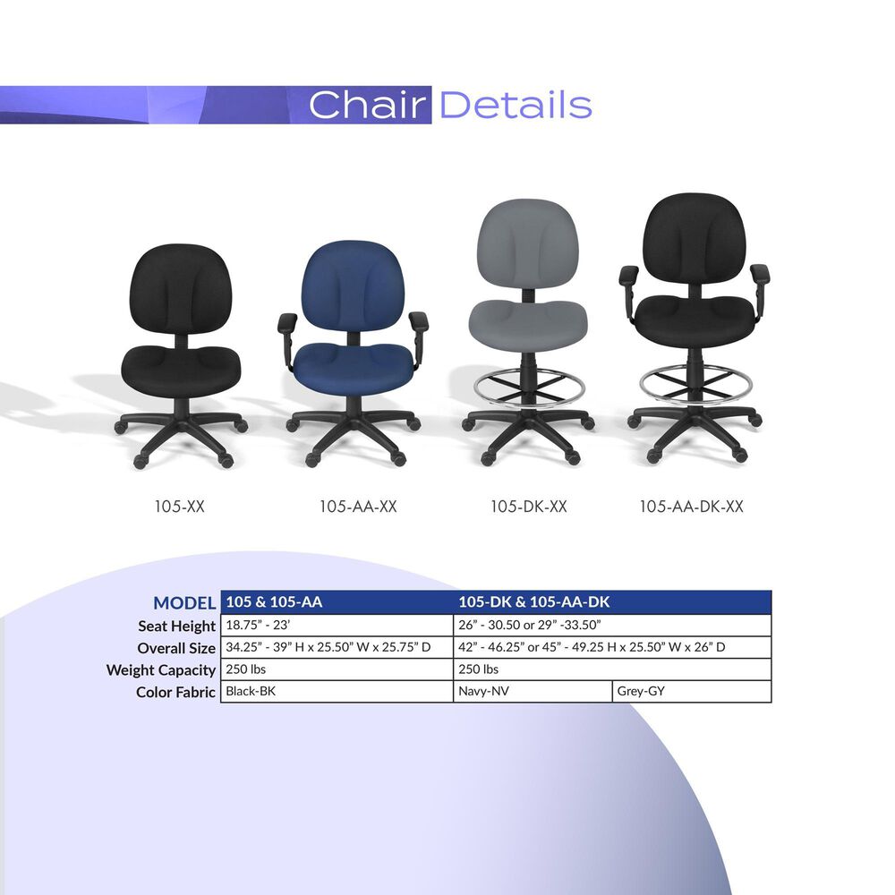 Regency Global Sourcing Comfort Series Swivel Computer Task Chair in Navy Blue, , large