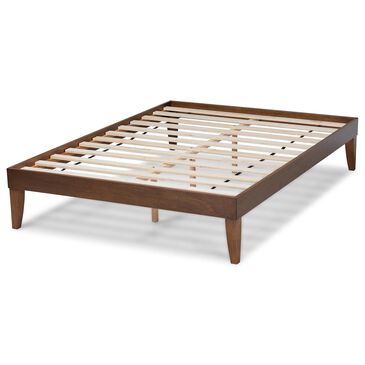 Baxton Studio Lucina Queen Platform Bed Frame in Walnut Brown, , large