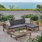 Hearth and Haven Alcove 5-Piece Outdoor L-Shape Sectional Set with Dark Grey Cushion in Teak, , large