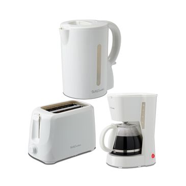 Betty Crocker 3-Piece Kitchen Appliances Set with 5-Cup Automatic Drip Coffee Maker, 1.7L Electric Kettle & 2-Slice Toaster, and STRIX Technology Kettle in White, , large