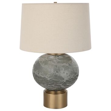 Uttermost Lunia Table Lamp in Smoky Gray and Antique Brushed Brass, , large