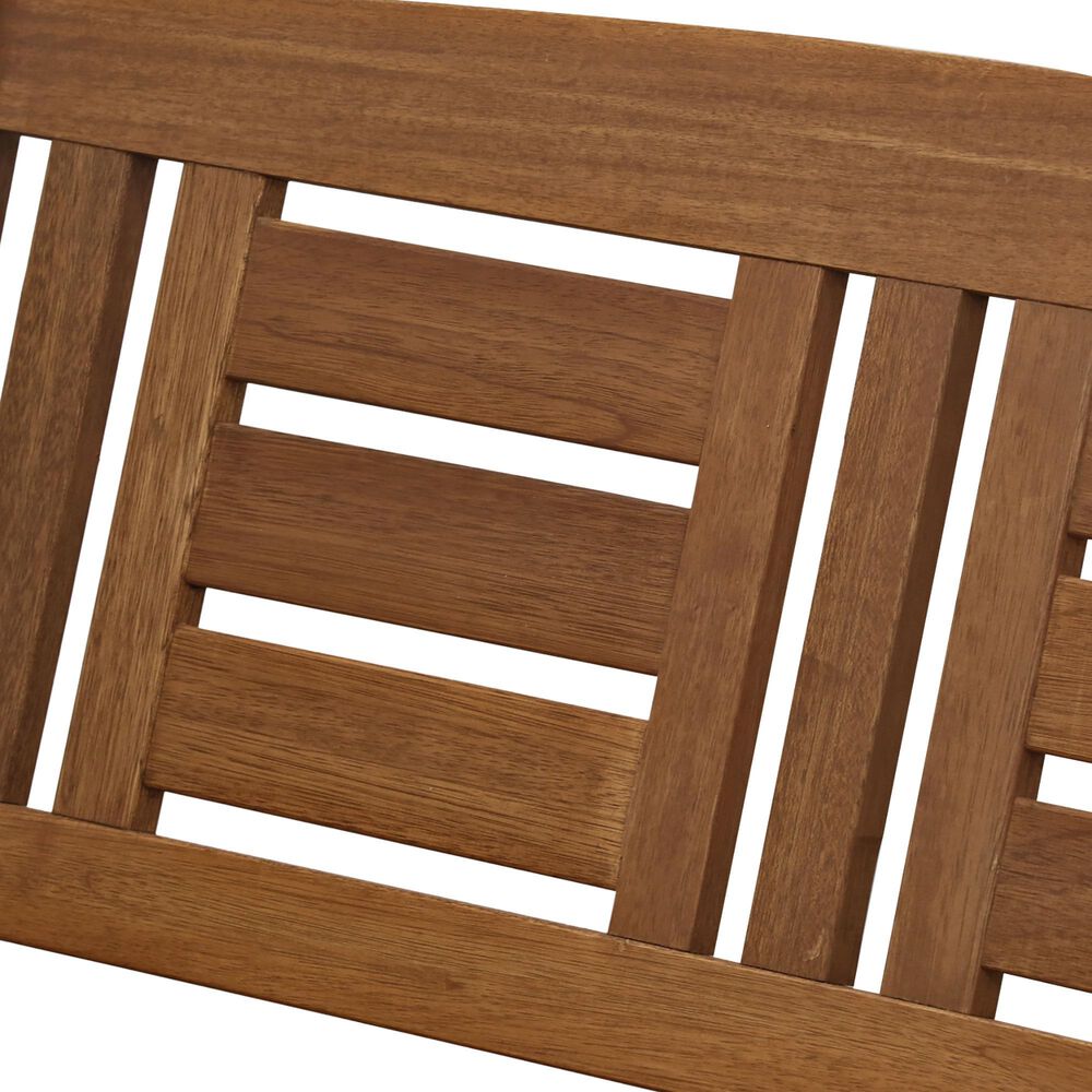 HOMLUX 2-Person Hanging Porch Swing Wood Bench with Hanging Chains, Curved Back in Teak Oil, , large