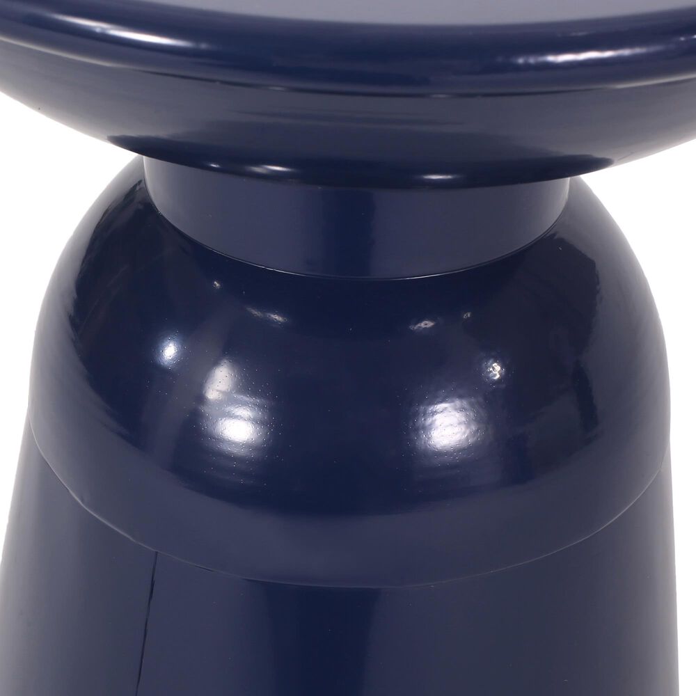 Hearth and Haven Large Patio End Table with Circular Design in Navy Blue, , large