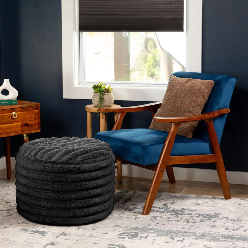 Jaxx Paran Round Ottoman in Mondo Black, , large